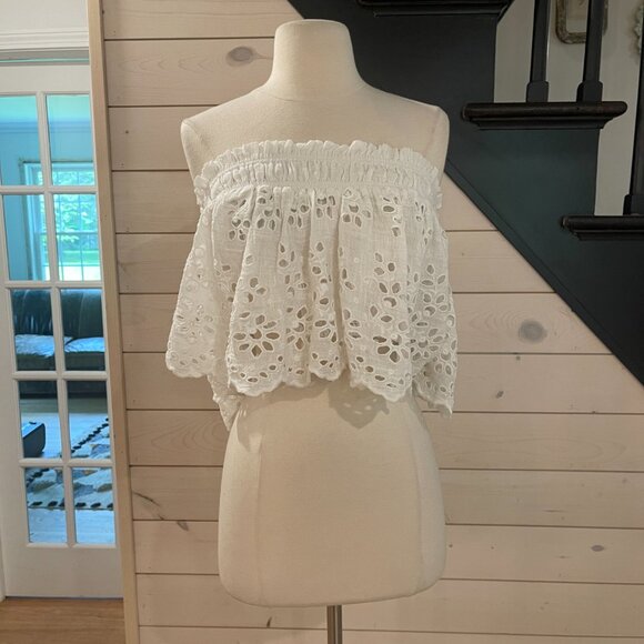016 Free People’s FP One Perla Eyelet Lace Off-shoulder White NWOT Size Large - Picture 4 of 6